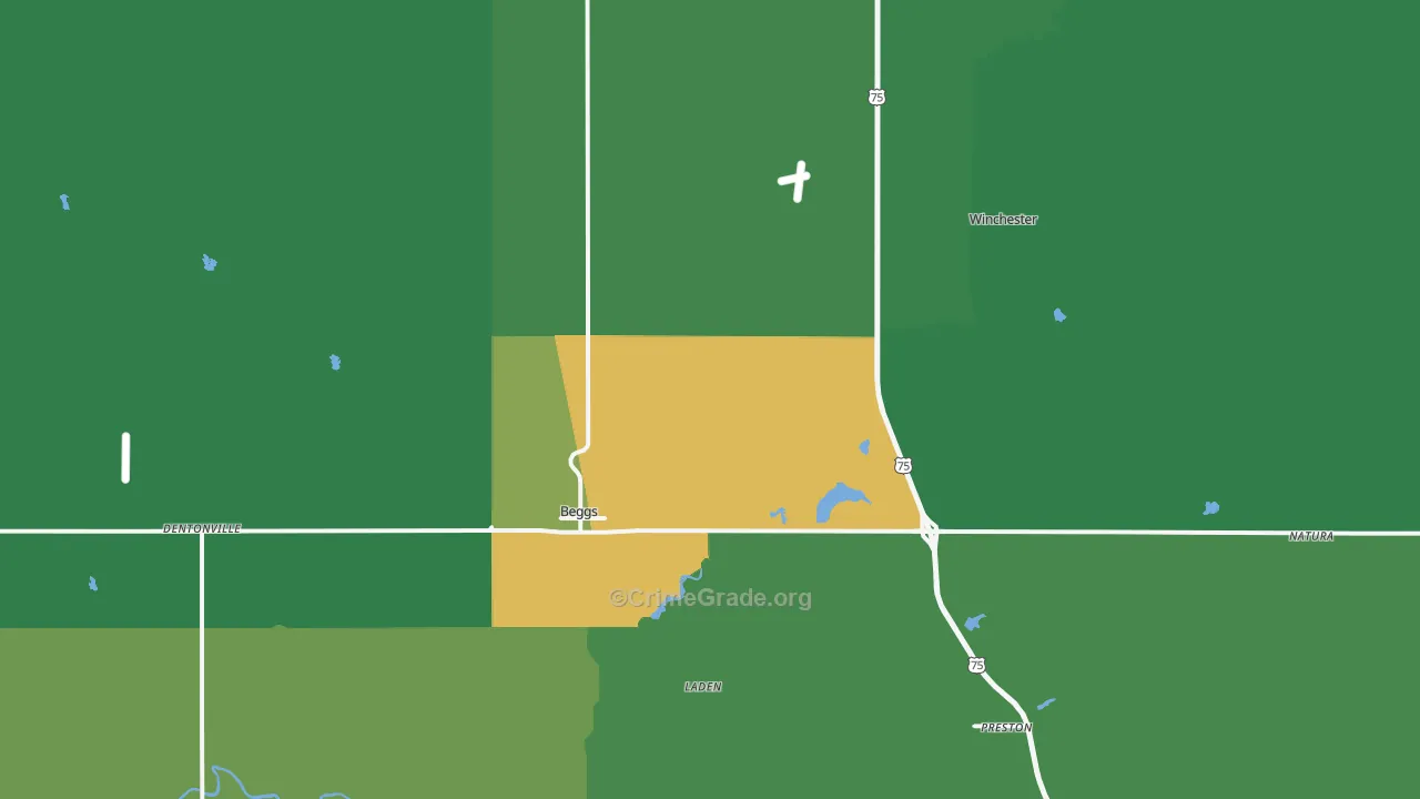 74421, OK Map of Drug-Related Crime Rates