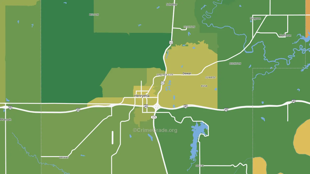 74437, OK Map of Drug-Related Crime Rates