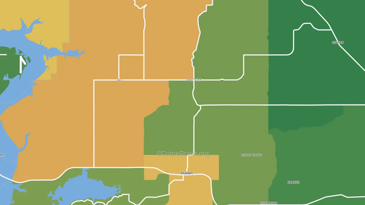 74441, OK Map of Drug-Related Crime Rates