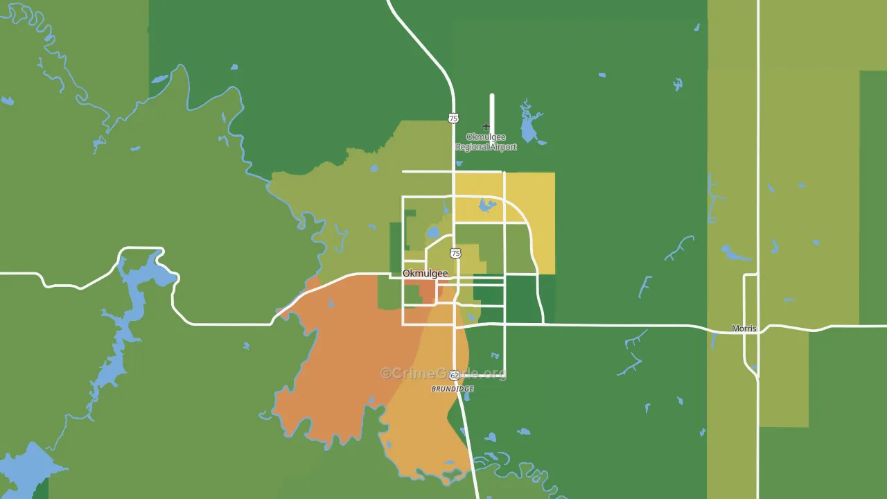 74447, OK Map of Drug-Related Crime Rates
