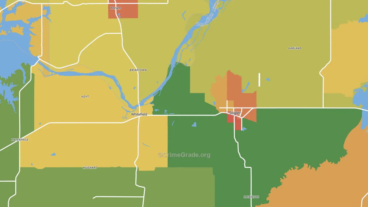 74462, OK Map of Drug-Related Crime Rates