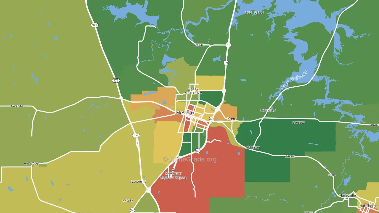 74501, OK Map of Drug-Related Crime Rates