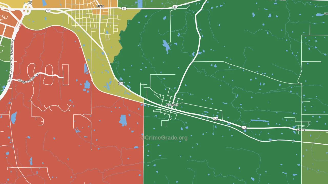 74522, OK Map of Drug-Related Crime Rates