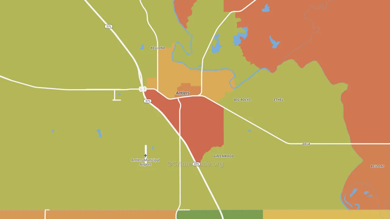74523, OK Map of Drug-Related Crime Rates
