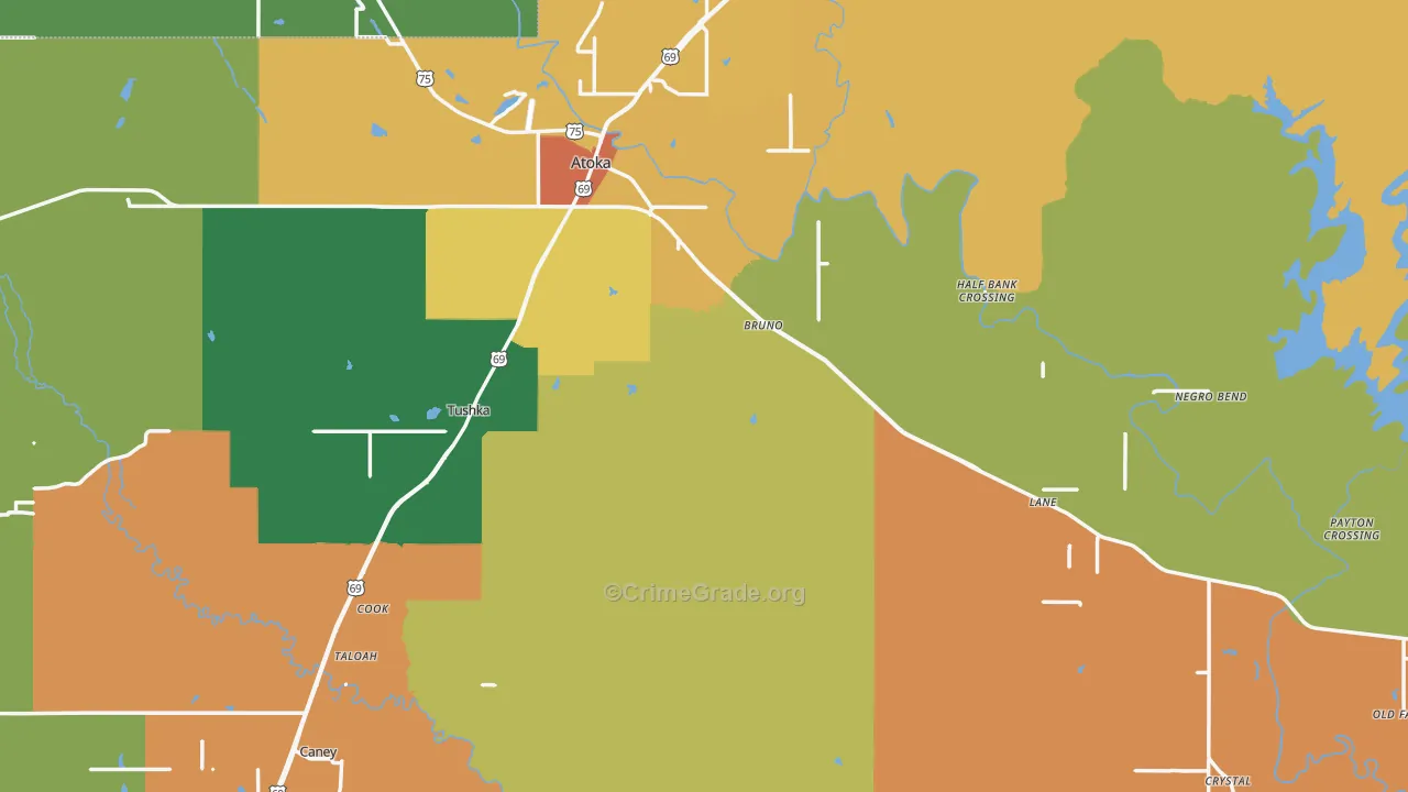 74525, OK Map of Drug-Related Crime Rates