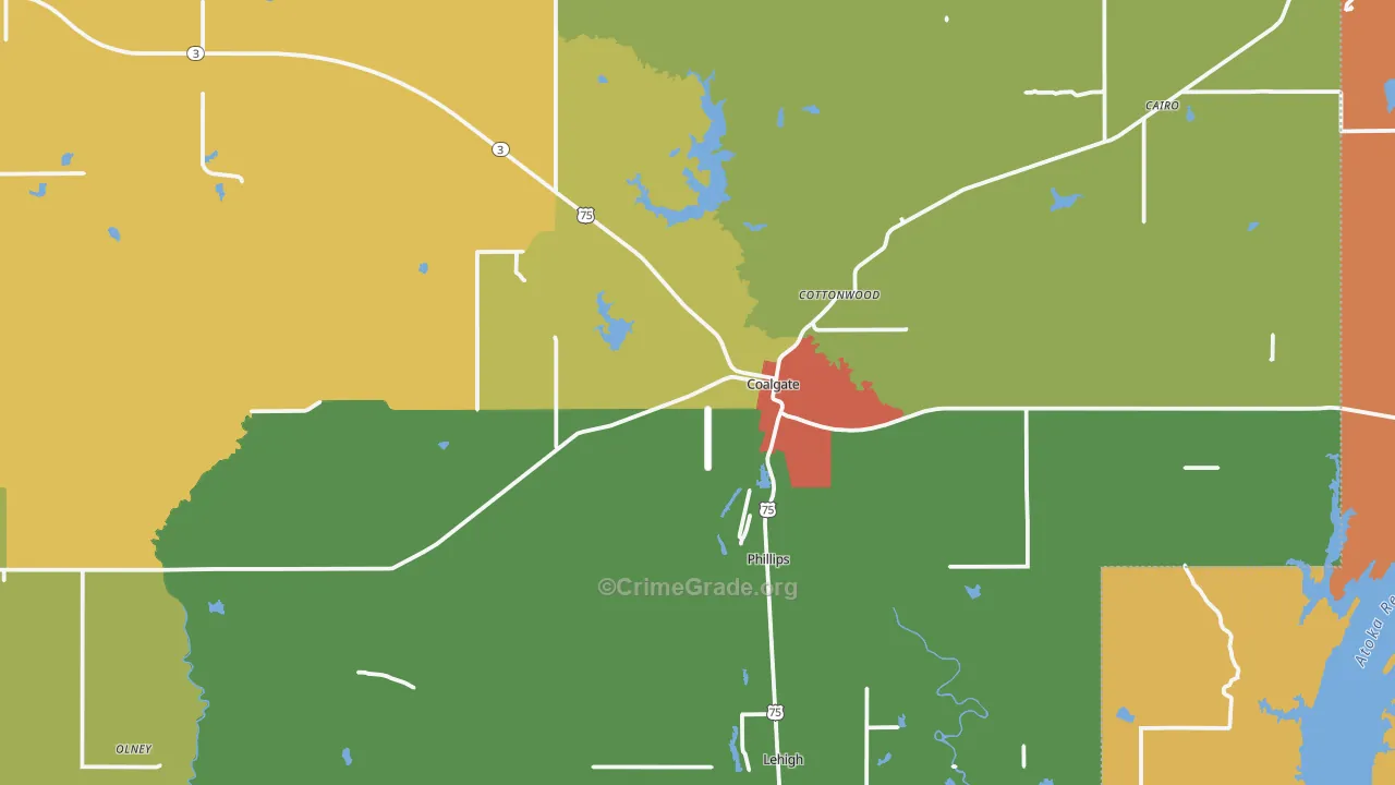 74538, OK Map of Drug-Related Crime Rates