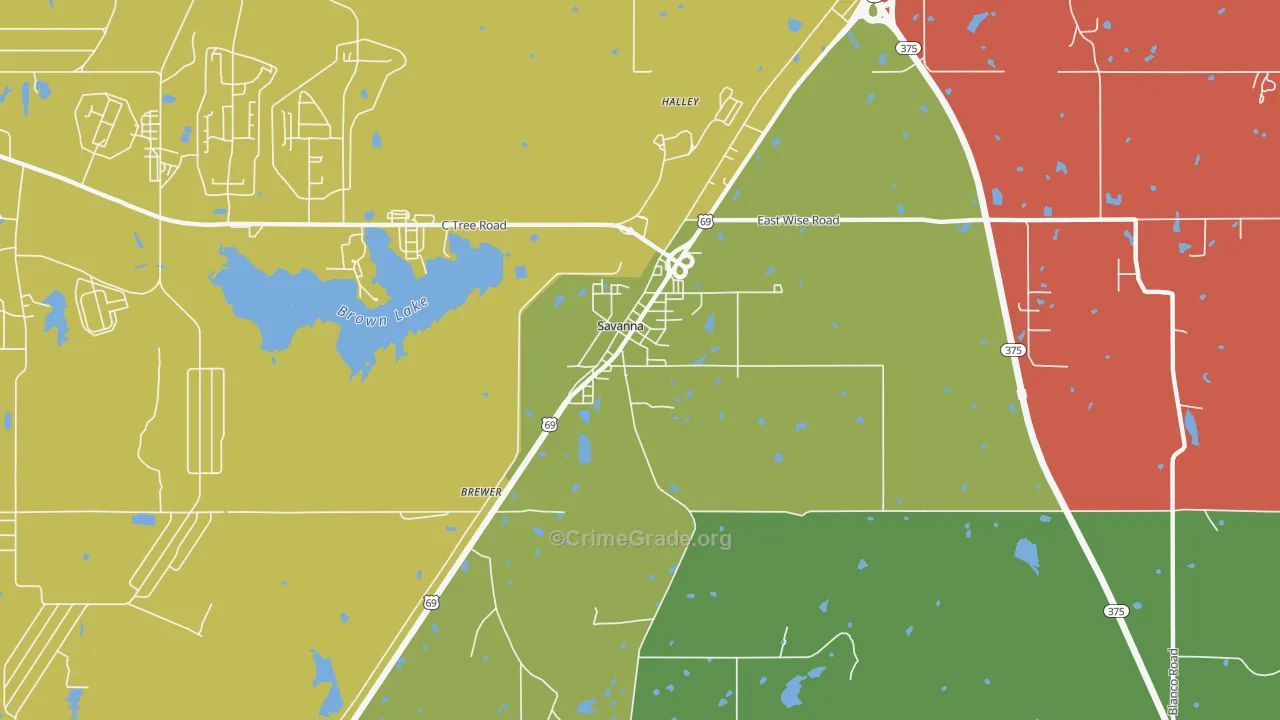 74565, OK Map of Drug-Related Crime Rates