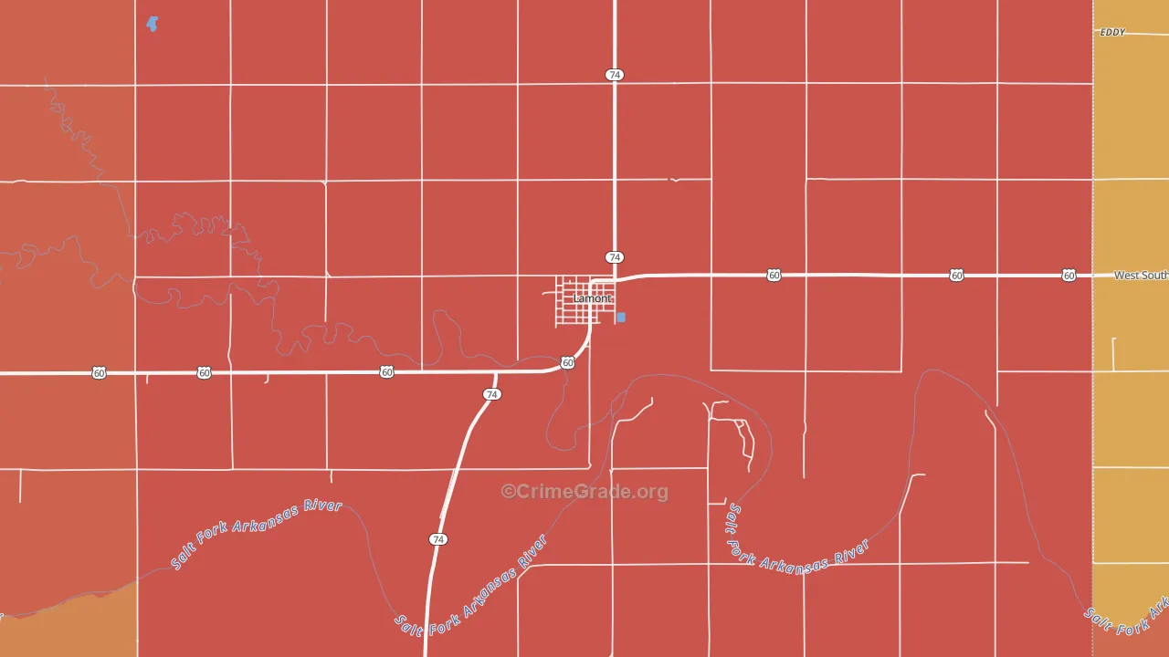 74643, OK Map of Drug-Related Crime Rates