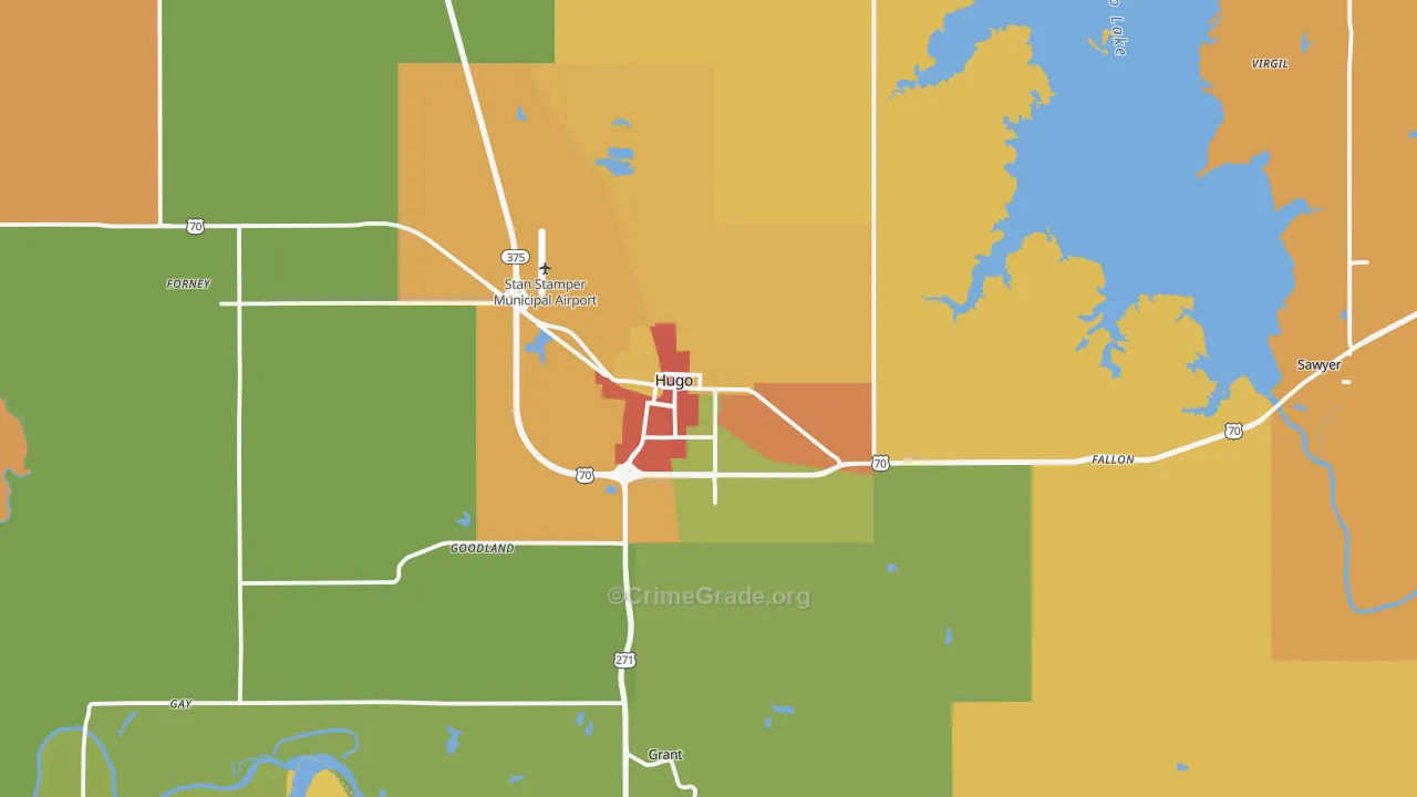 74743, OK Map of Drug-Related Crime Rates