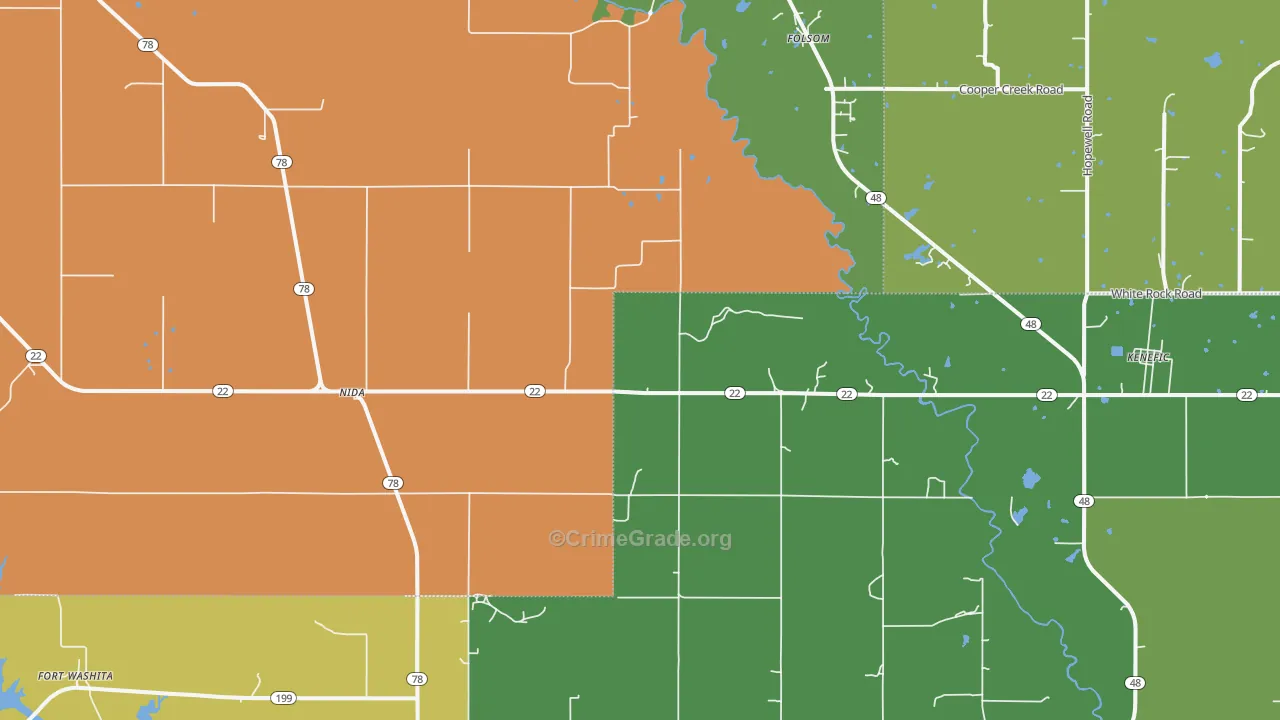 74748, OK Map of Drug-Related Crime Rates