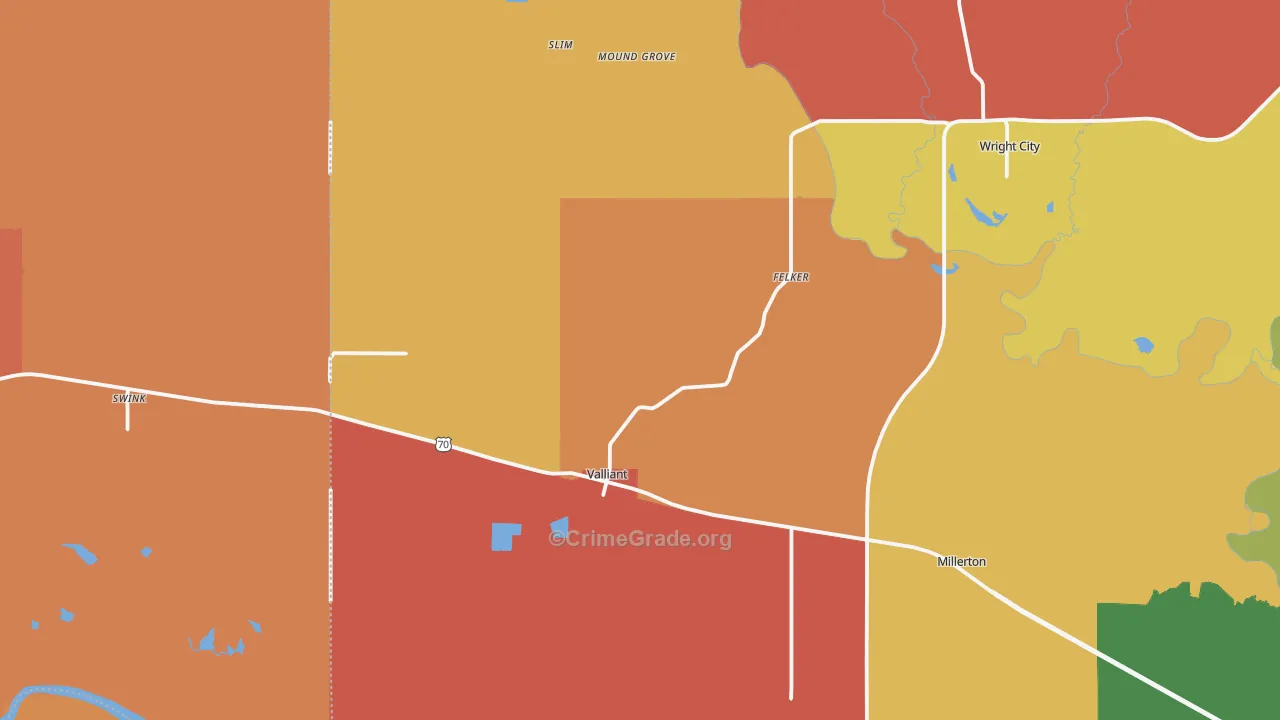 74764, OK Map of Drug-Related Crime Rates