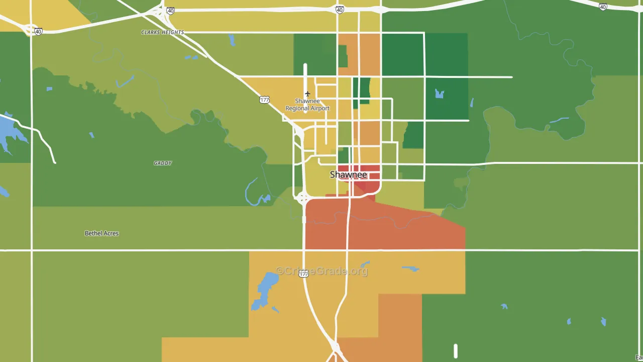 74801, OK Map of Drug-Related Crime Rates