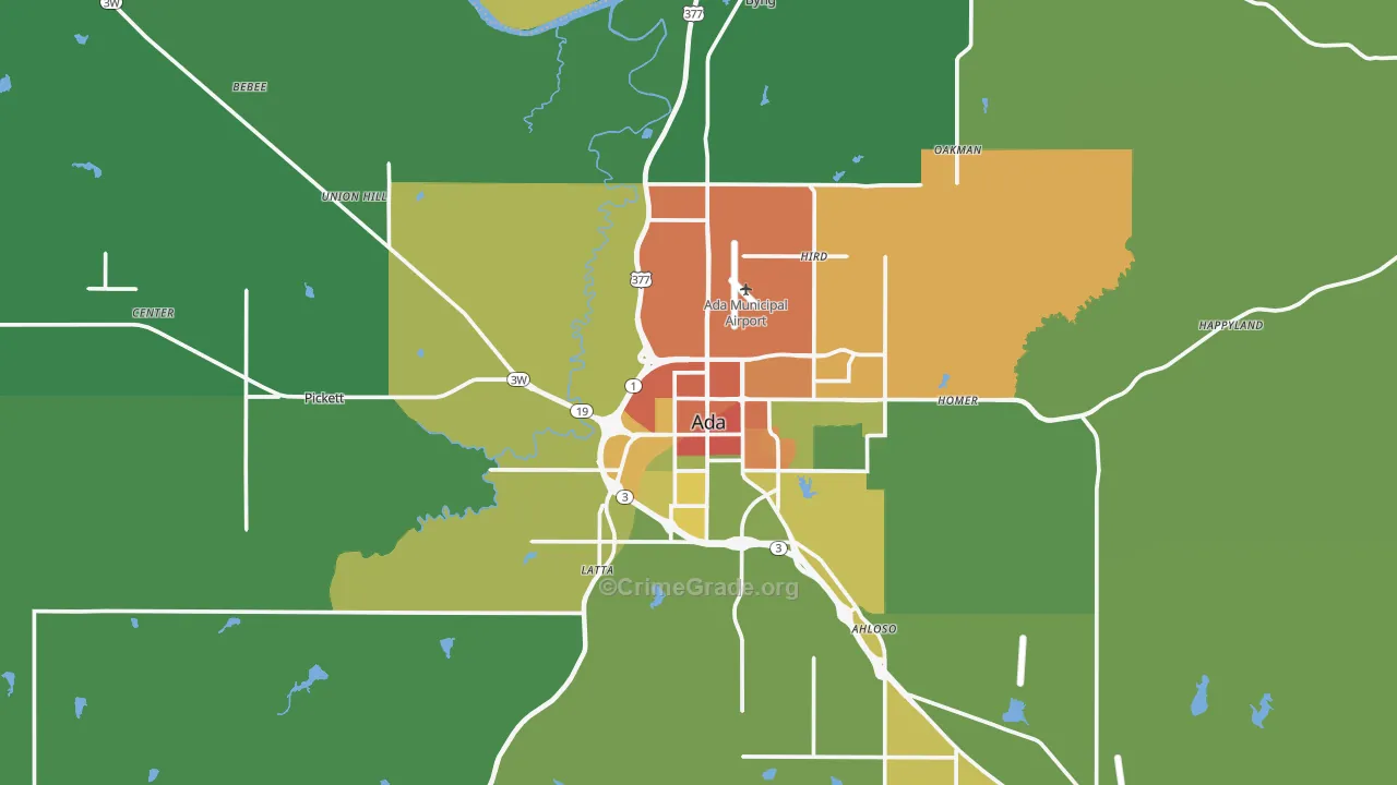 74820, OK Map of Drug-Related Crime Rates