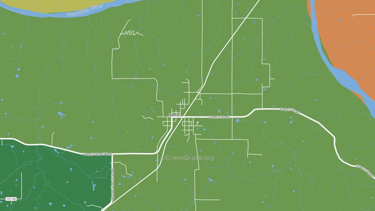 74844, OK Map of Drug-Related Crime Rates