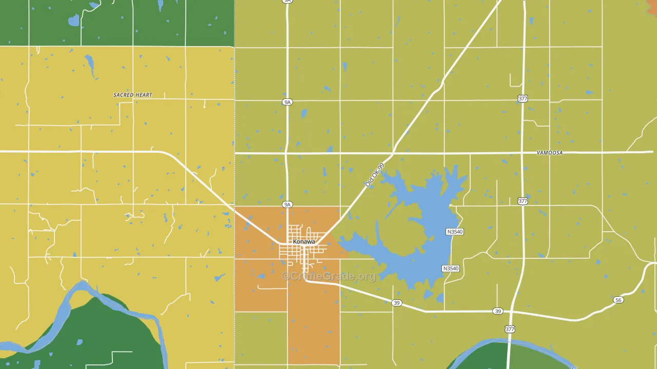 74849, OK Map of Drug-Related Crime Rates