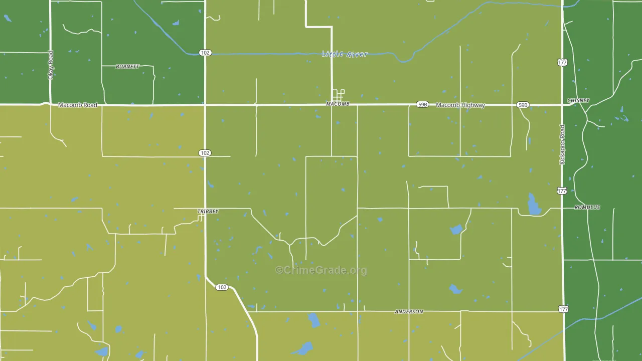 74852, OK Map of Drug-Related Crime Rates