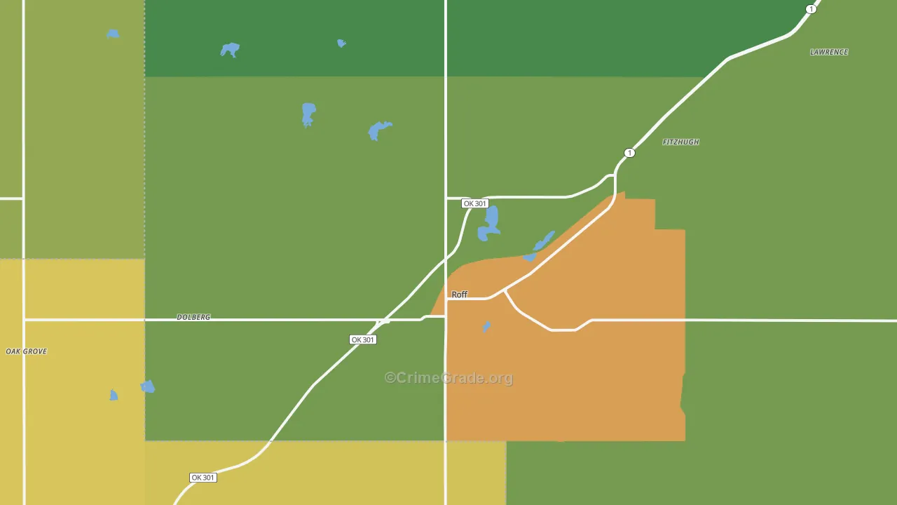 74865, OK Map of Drug-Related Crime Rates