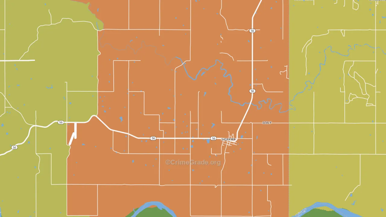 74867, OK Map of Drug-Related Crime Rates