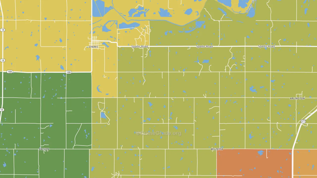 74869, OK Map of Drug-Related Crime Rates
