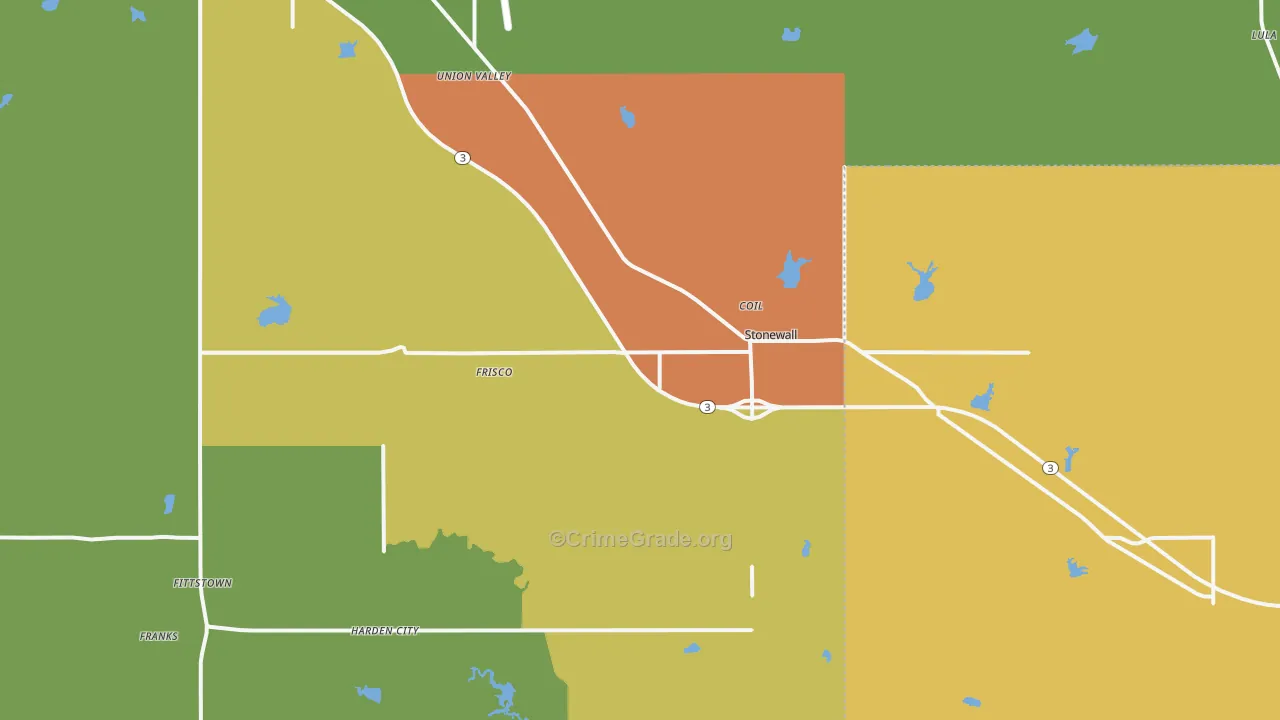 74871, OK Map of Drug-Related Crime Rates