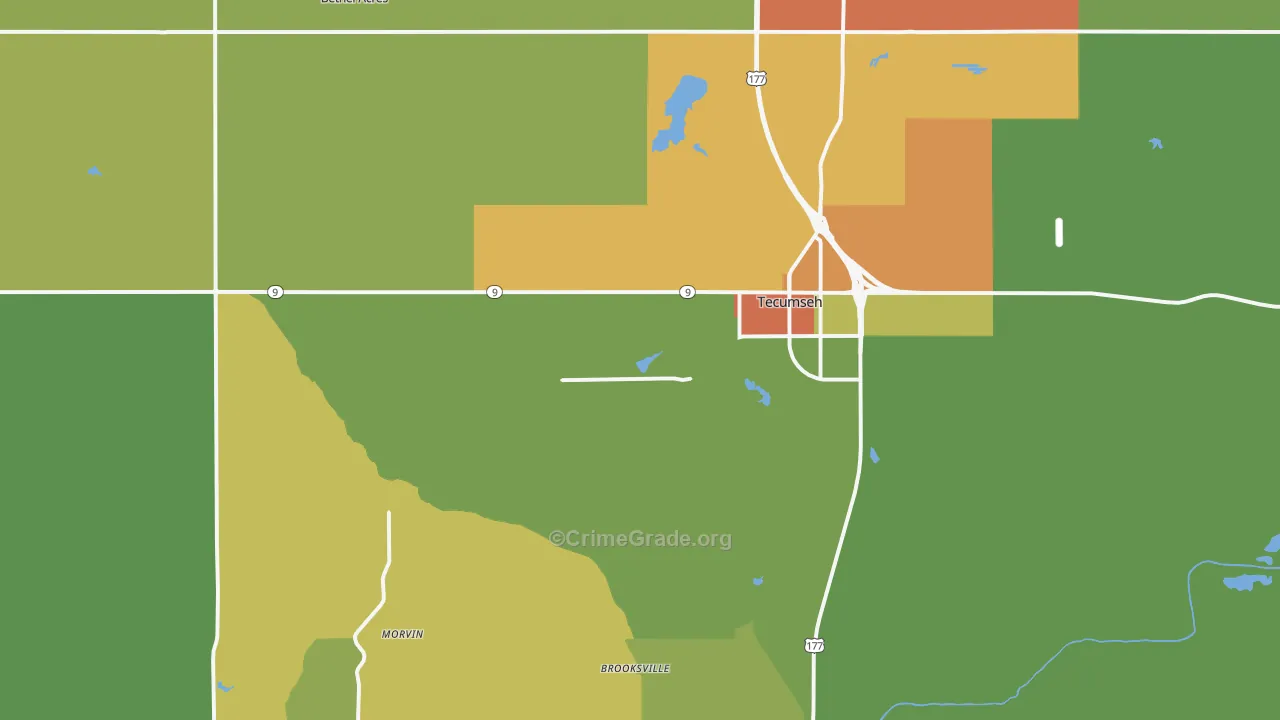 74873, OK Map of Drug-Related Crime Rates