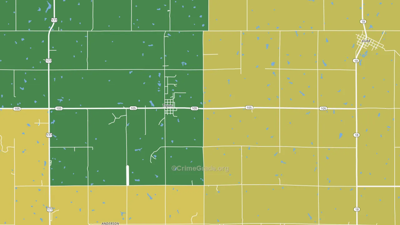 74875, OK Map of Drug-Related Crime Rates