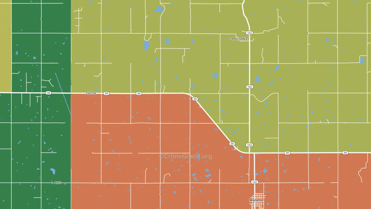 74878, OK Map of Drug-Related Crime Rates