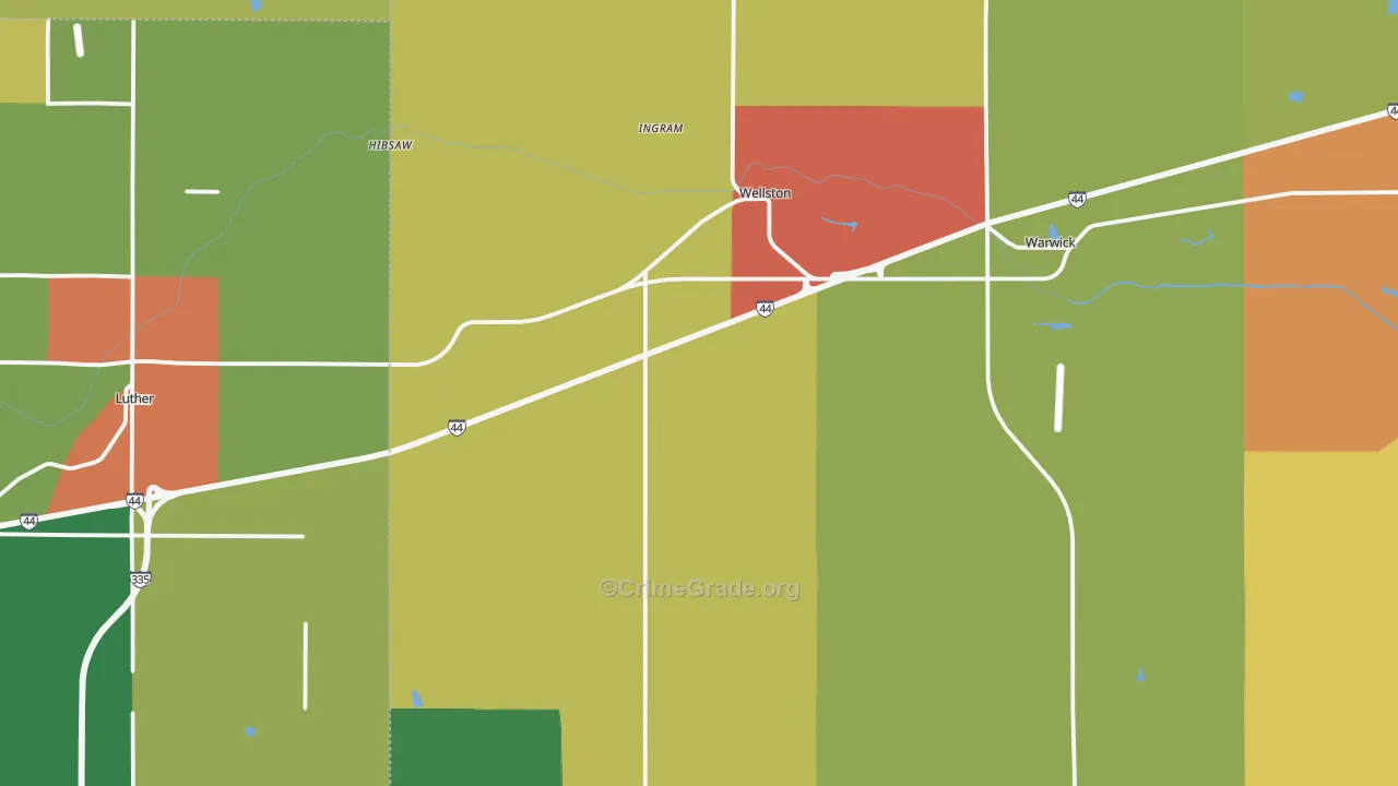74881, OK Map of Drug-Related Crime Rates