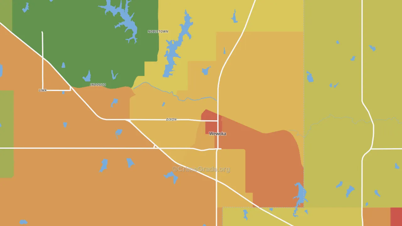74884, OK Map of Drug-Related Crime Rates
