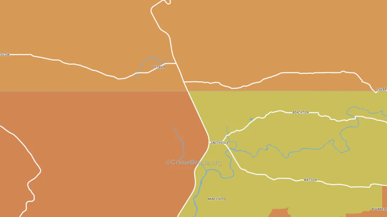 74957, OK Map of Drug-Related Crime Rates