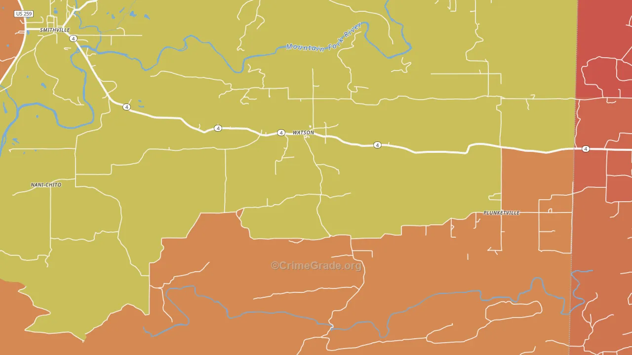 74963, OK Map of Drug-Related Crime Rates