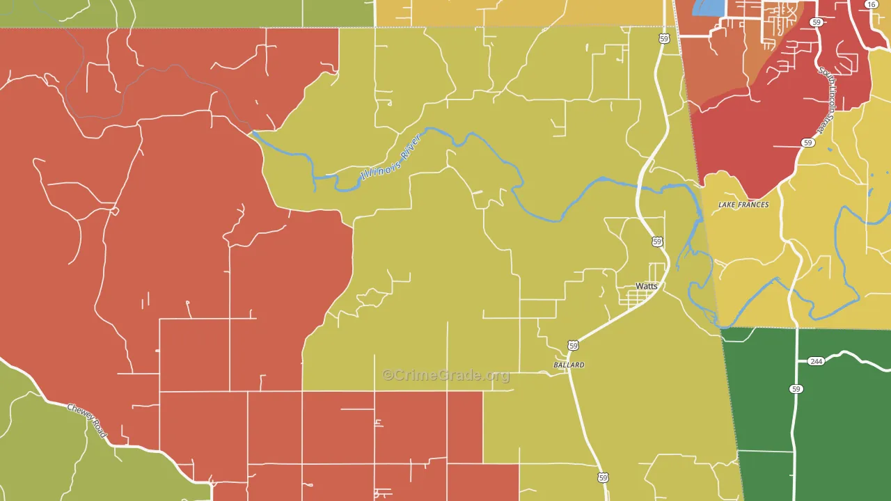 74964, OK Map of Drug-Related Crime Rates