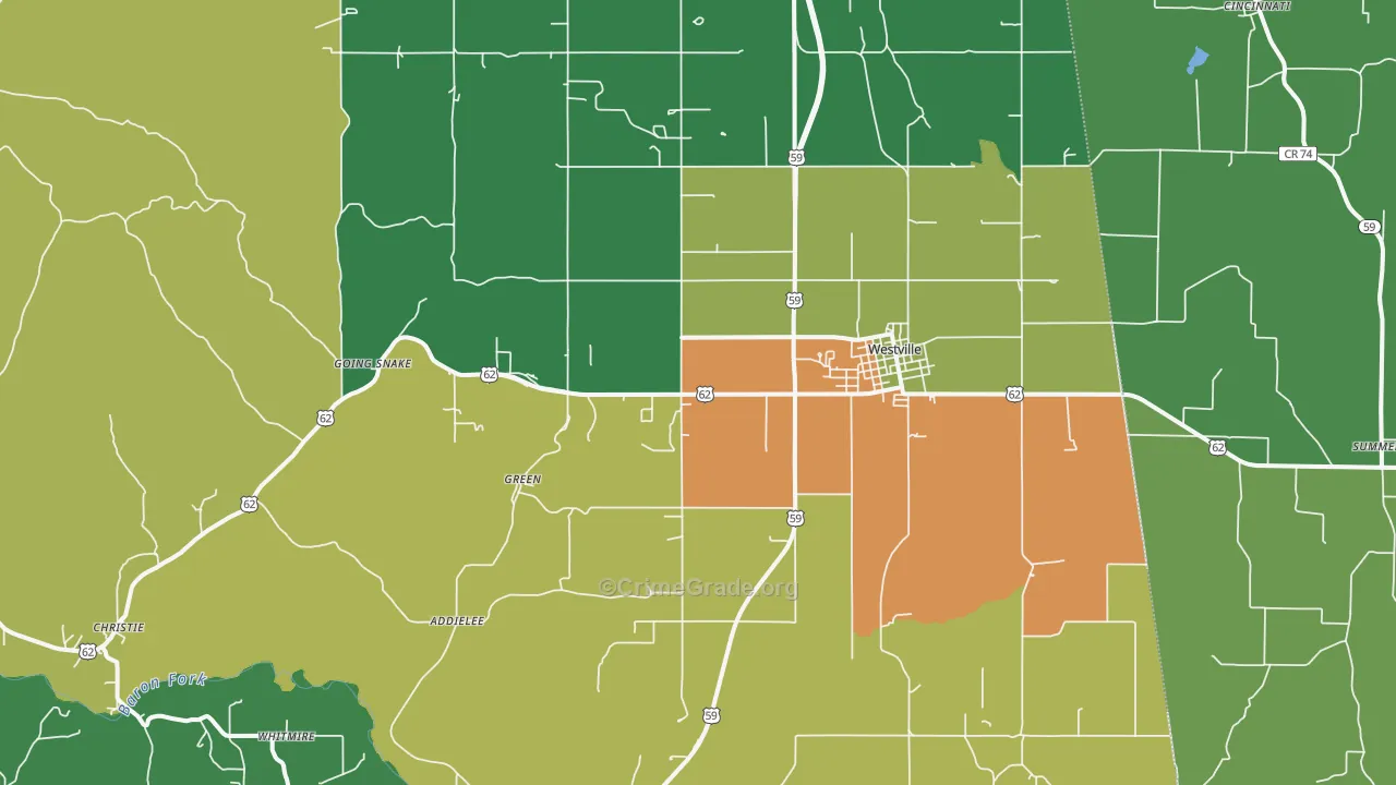 74965, OK Map of Drug-Related Crime Rates