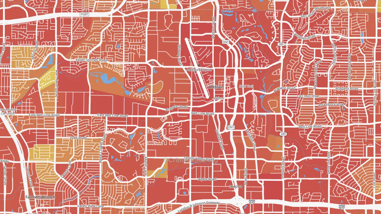 75001, TX Map of Drug-Related Crime Rates