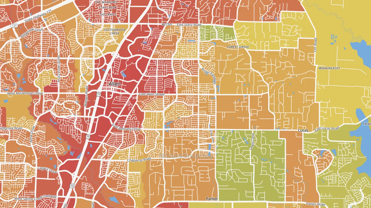 75002, TX Map of Drug-Related Crime Rates