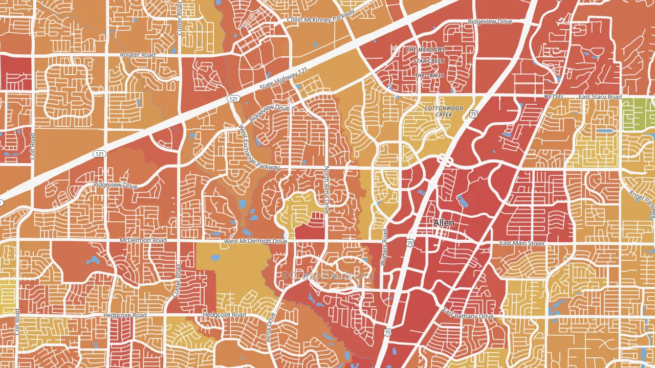 75013, TX Map of Drug-Related Crime Rates