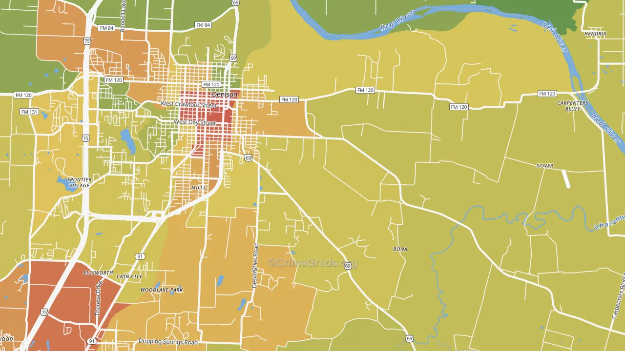 75021, TX Map of Drug-Related Crime Rates