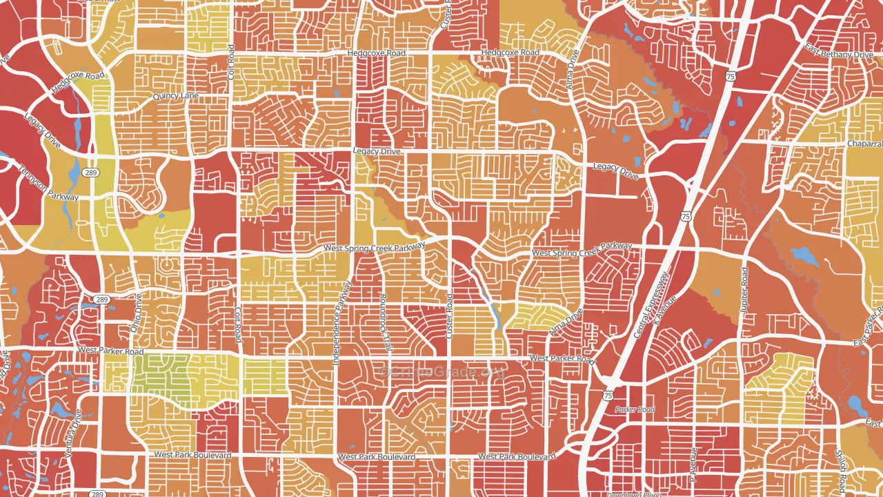 75023, TX Map of Drug-Related Crime Rates