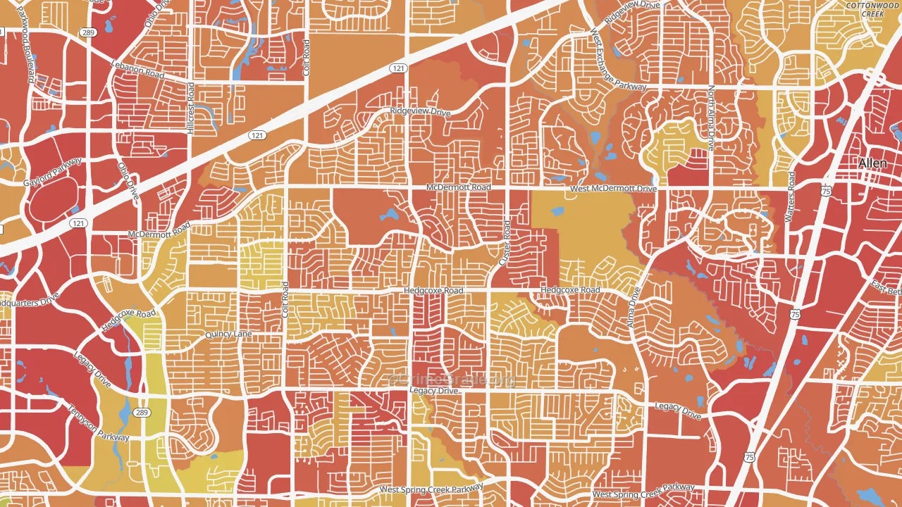 75025, TX Map of Drug-Related Crime Rates
