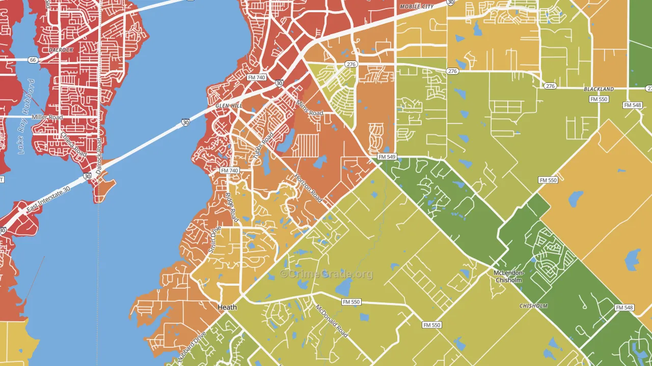 75032, TX Map of Drug-Related Crime Rates