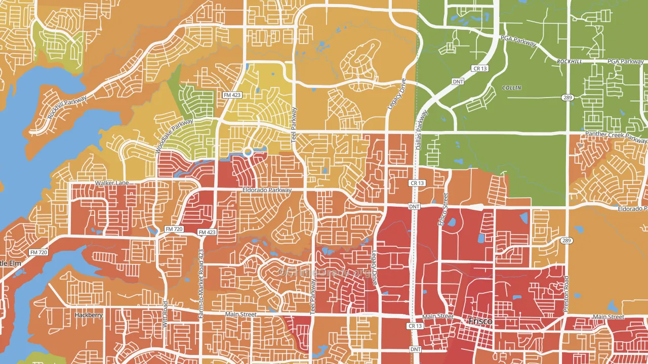 75033, TX Map of Drug-Related Crime Rates