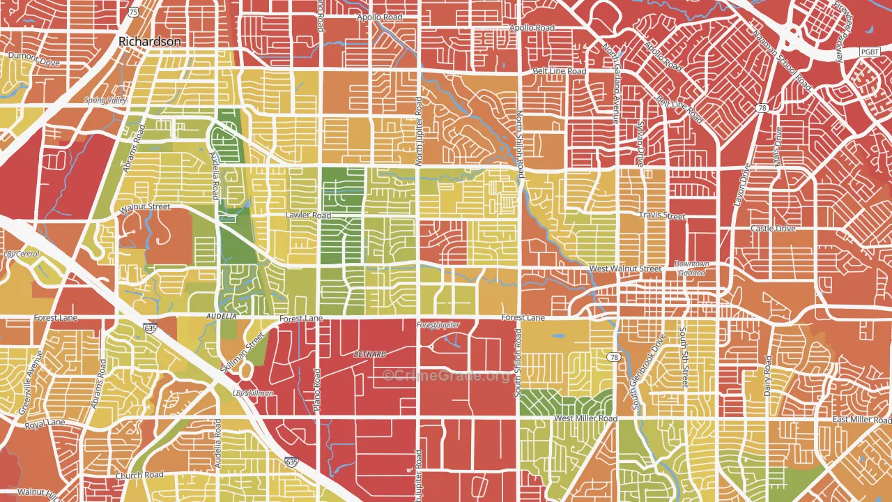 75042, TX Map of Drug-Related Crime Rates