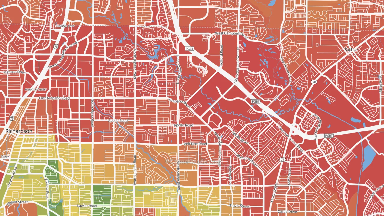 75044, TX Map of Drug-Related Crime Rates