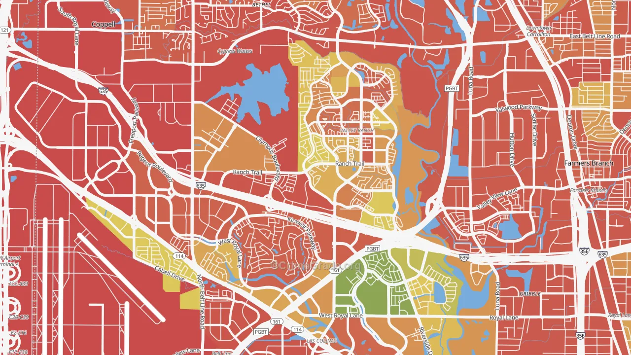 75063, TX Map of Drug-Related Crime Rates