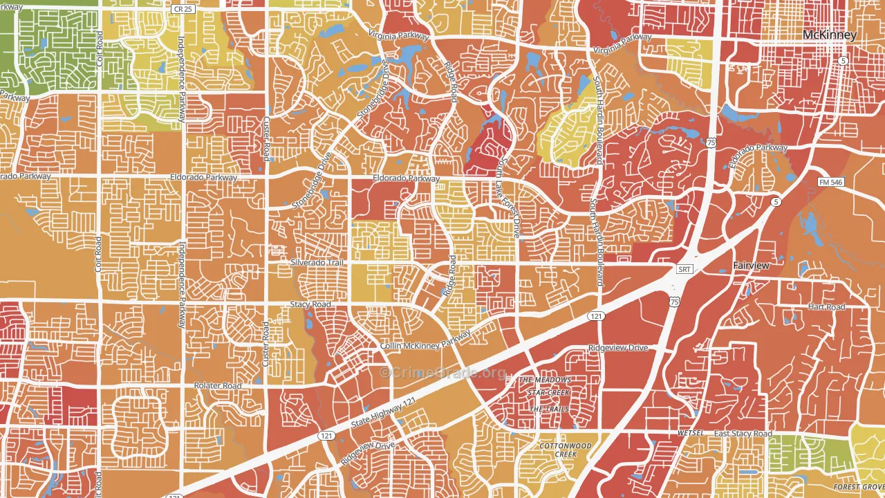 75070, TX Map of Drug-Related Crime Rates