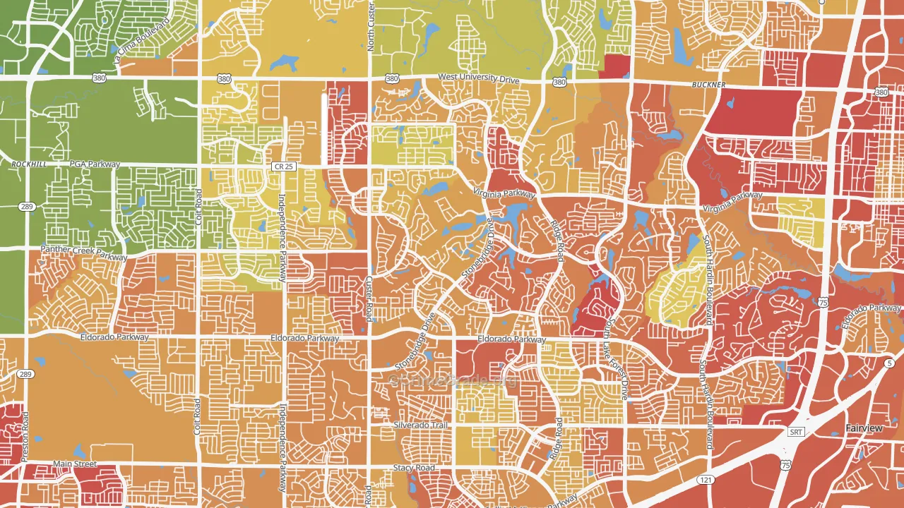 75072, TX Map of Drug-Related Crime Rates