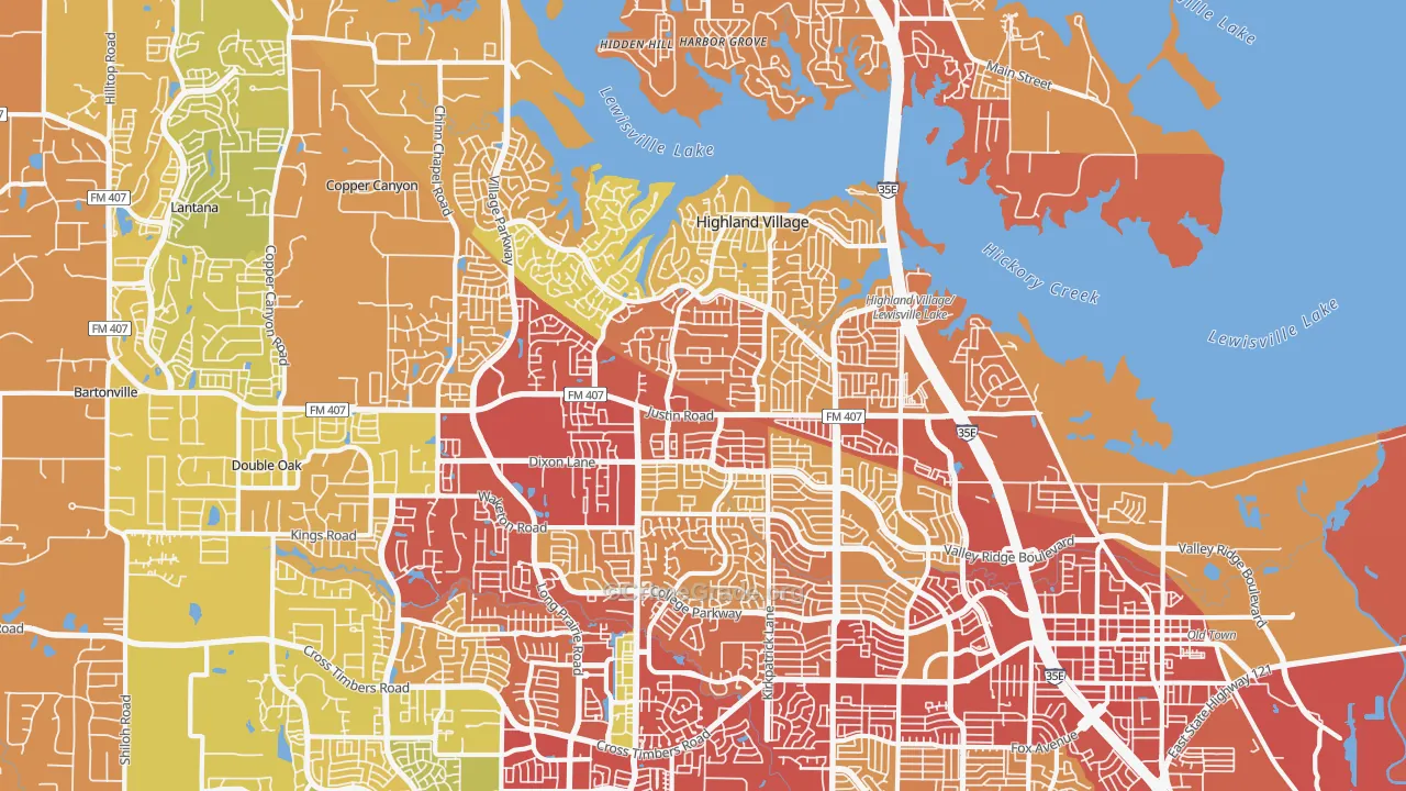 75077, TX Map of Drug-Related Crime Rates
