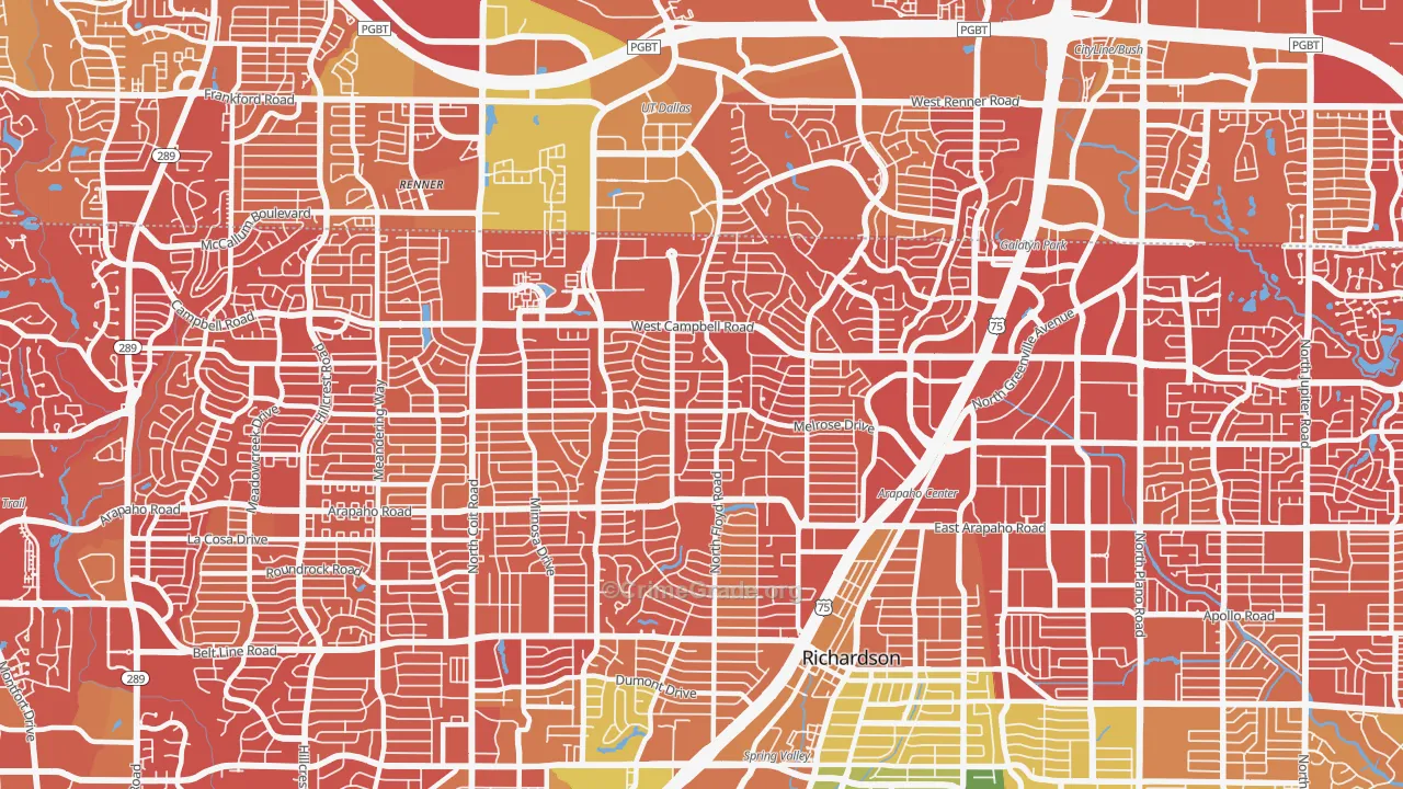 75080, TX Map of Drug-Related Crime Rates