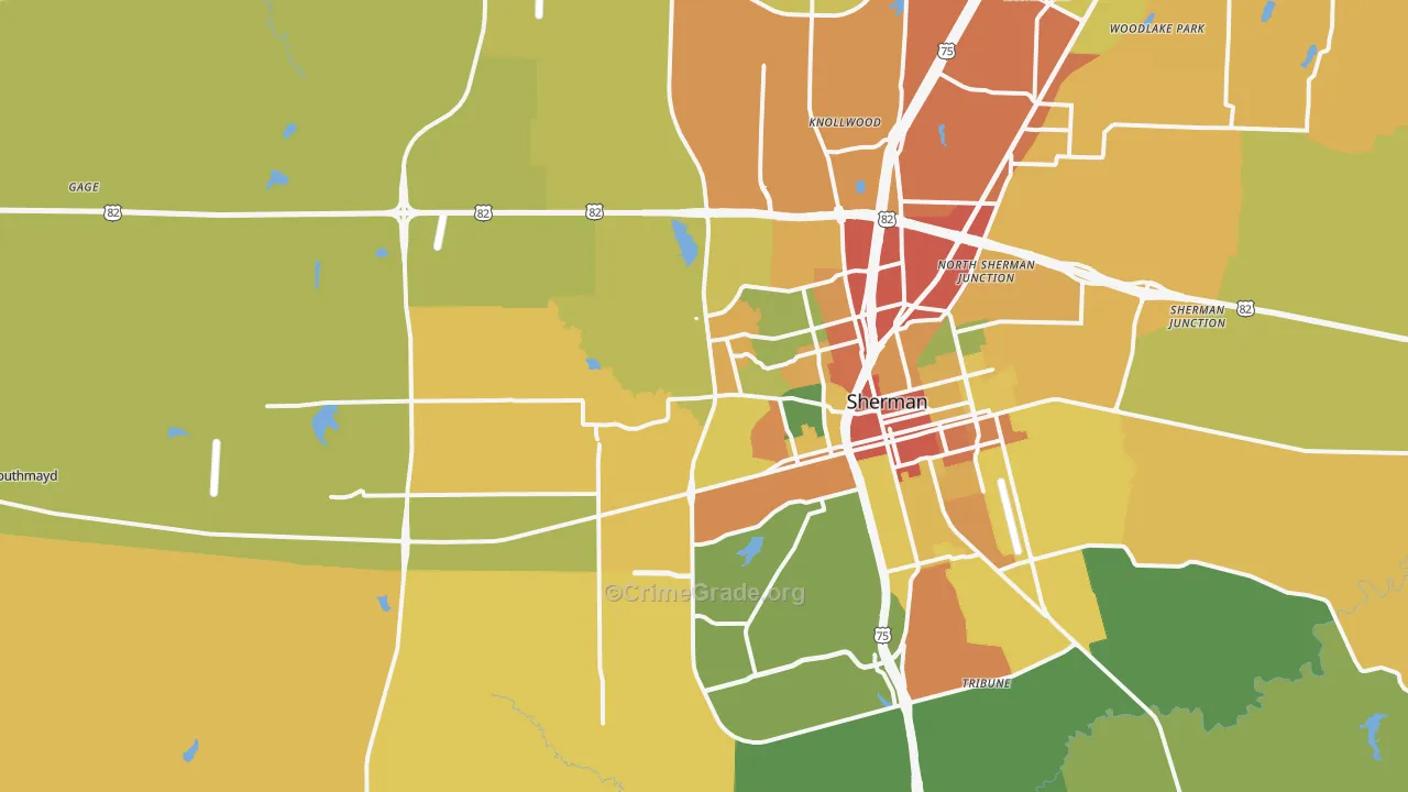 75092, TX Map of Drug-Related Crime Rates