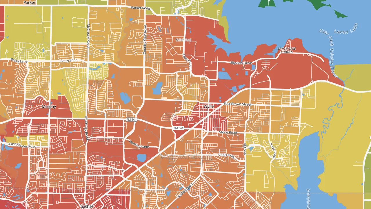 75098, TX Map of Drug-Related Crime Rates